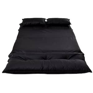 Black PU Leather Convertible Sleeper Futon Sofa Bed