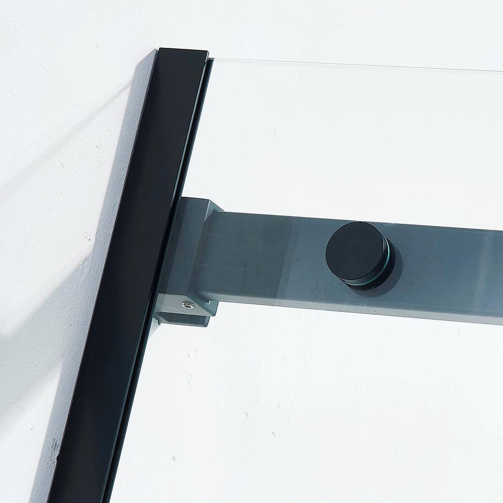 Matte Black Semi-Frameless Sliding Shower Door with Tempered Glass