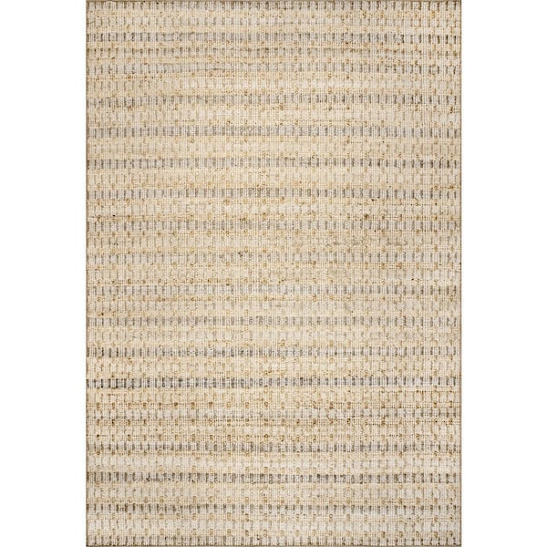 nuLOOM Delaney Hand Woven Striped Natural Doormat 3 ft. x 5 ft. Jute Indoor Area Rug