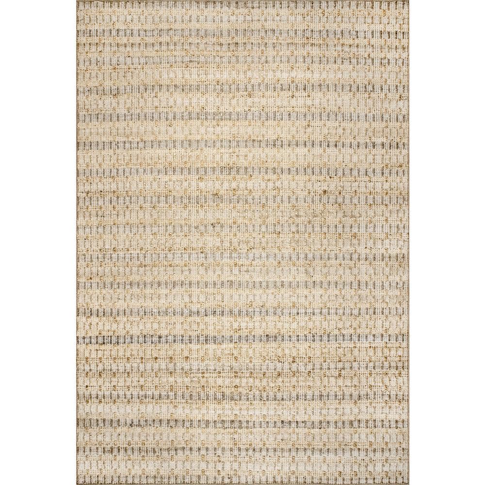 nuLOOM Delaney Hand Woven Striped Natural 9 ft. x 12 ft. Jute Indoor Area Rug -  ASBY02A-9012
