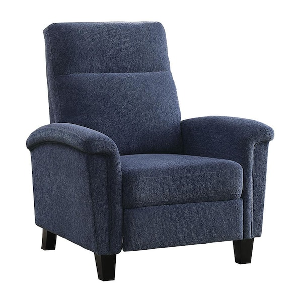 Lazzara Aragon Blue Chenille Upholstered Push Back Recliner