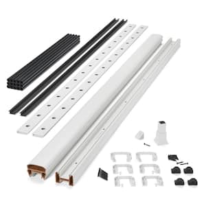 Transcend 8 ft. x 42 in. Composite Rail Kit in Classic White with Black Round Aluminum Balusters-Horizontal