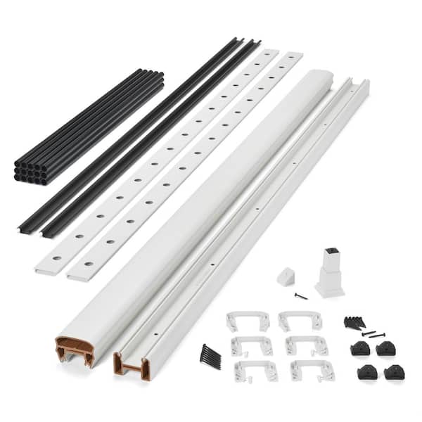 Trex Transcend 8 ft. x 42 in. Composite Rail Kit in Classic White with Black Round Aluminum Balusters-Horizontal