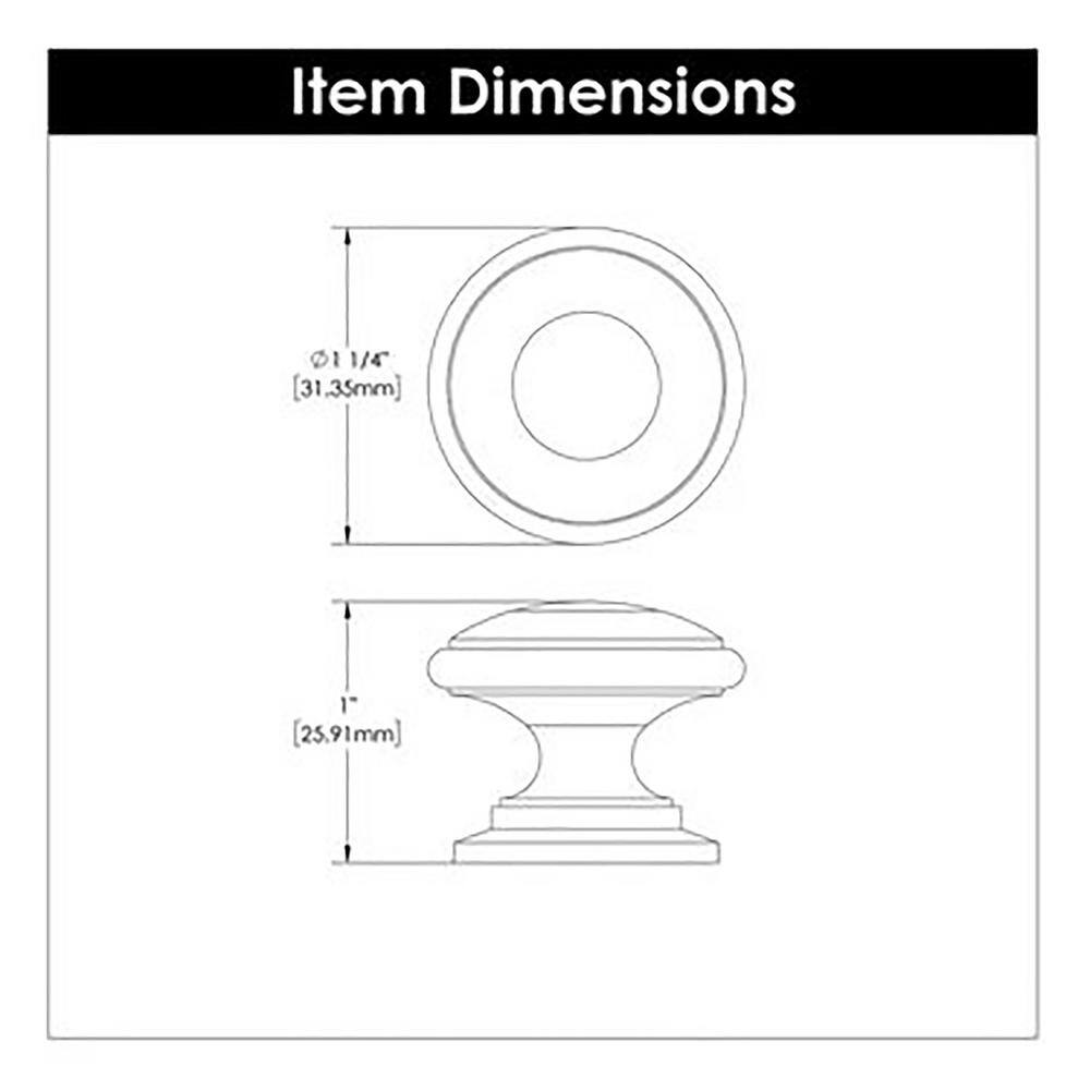 Williamsburg Black Matte Round Mushroom Cabinet Knob