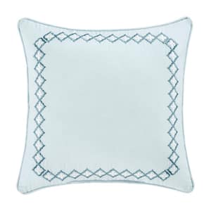 Michelle Blue Cotton 16" Square Embellished Decorative Throw Pillow
