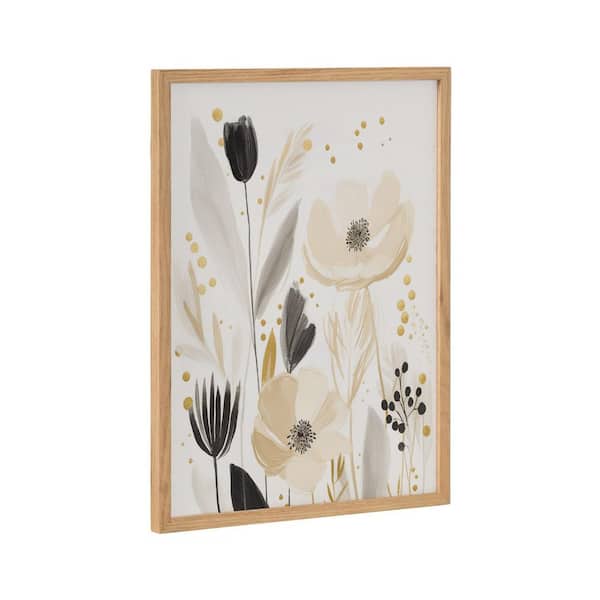 Kate and Laurel Gallery Modern Muted Cottage Floral Abstract by the Creative Bunch Studio Natural Framed Art Print 12 in. x 16 in.