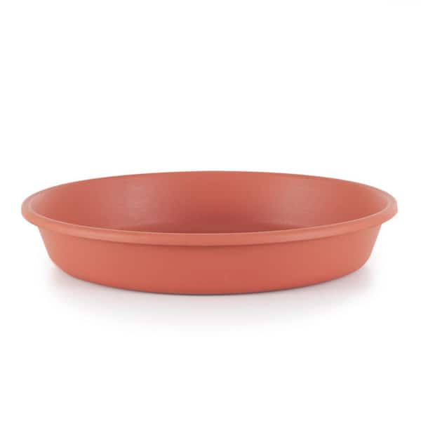 THE HC COMPANIES Classic 12 in. Clay Plastic Round Plant Flower Pot Tray Saucer