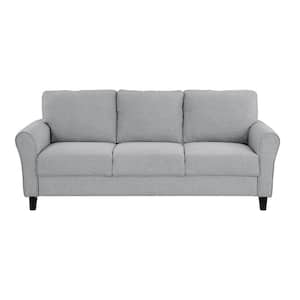 Aleron 80.5 in. W Round Arm Textured Fabric Rectangle Sofa in. Dark Gray