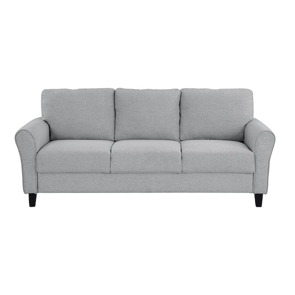 Lazzara Aleron 80.5 in. W Round Arm Textured Fabric Rectangle Sofa in. Dark Gray