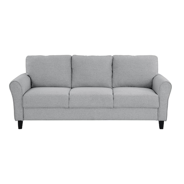 Unbranded Aleron 80.5 in. W Round Arm Textured Fabric Rectangle Sofa in. Dark Gray