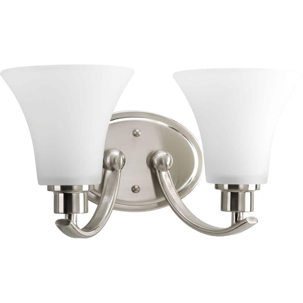 Joy Collection 2-Light Brushed Nickel Etched Glass Traditional Bath Vanity 