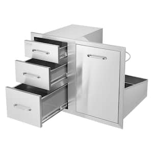 Outdoor Kitchen Door Drawer Combo 29.5 in. W x 22.6 in. H x 21.7 in. D Access Drawers with Adjustable Garbage Ring