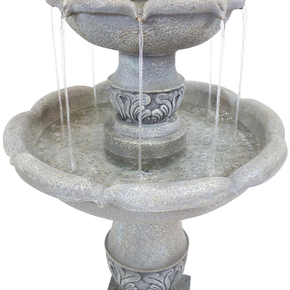 50" Dusty Gray Fiberglass Reinforced Concrete 2-Tier Outdoor Water Fountain