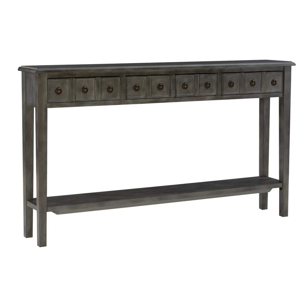 Powell Company Strand 60 in. Distressed Gray Standard Rectangle Wood ...