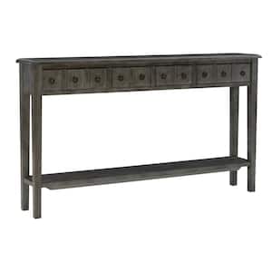 Strand 60 in. Distressed Gray Standard Rectangle Wood Console Table with Drawers