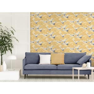 Saura Yellow Cranes Paper Non-Pasted Matte Wallpaper