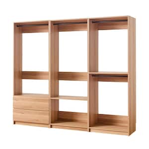 Prosper 96 in. W Oak Tower System Freestanding-Shelf Walk-in Wood Closet System