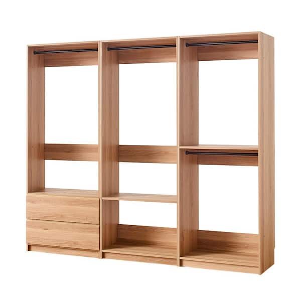 Klair Living Prosper 96 in. W Oak Tower System Freestanding-Shelf Walk-in Wood Closet System