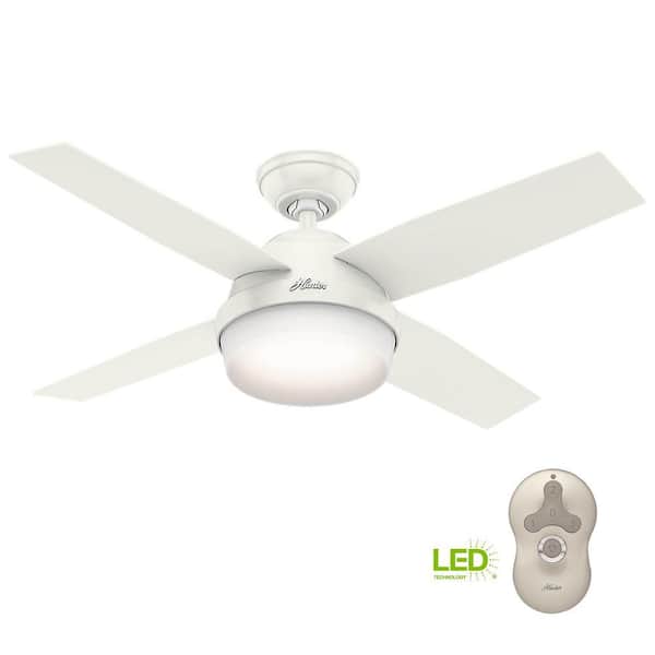 Hunter Fan 44 inch Fresh White Indoor Ceiling Fan with Light and Remote Control