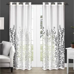 Wilshire Winter White Nature Sheer Grommet Top Curtain, 54 in. W x 84 in. L (Set of 2)