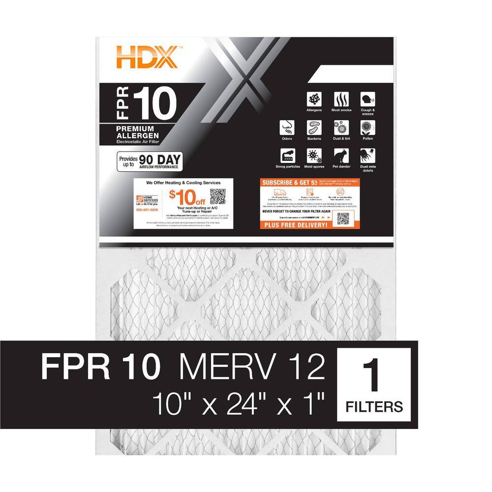 10 in. x 24 in. x 1 in. Premium Pleated Air Filter FPR 10, MERV 12 price history on PriceWatchPro