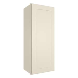 Newport Antique White Ready to Assemble Wall Cabinet with 1-Door 3-Shelves (15 in. W x 42 in. H x 12 in. D)