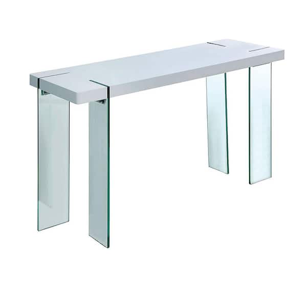 Thorold 50 in. Long in White Finish 30 in Tall Rectangle Glass Console Table