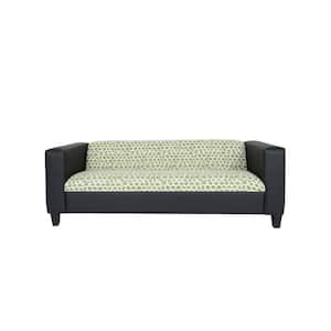 Amelia 84 in. Rolled Arm Faux Leather Rectangle Removable Cushions Sofa in Black