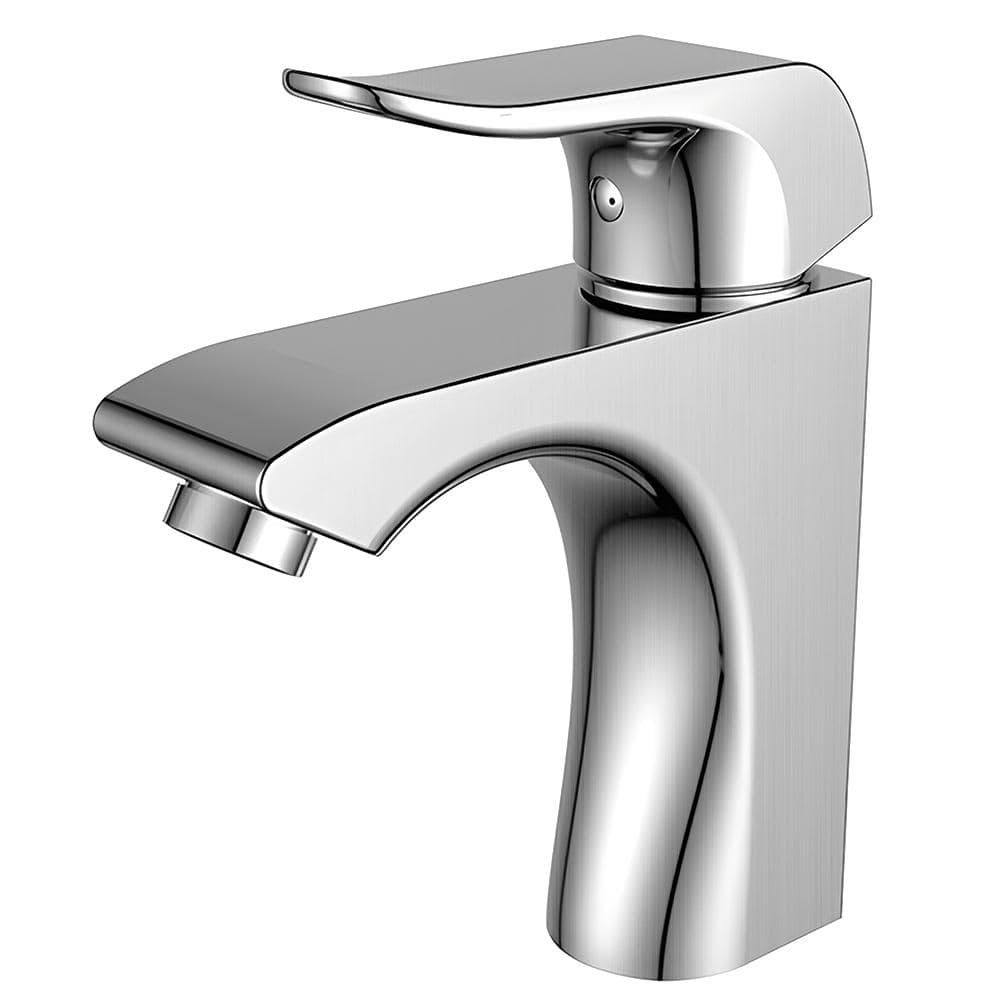HOMLUX SingleHole SingleHandle Bathroom Faucet with Drain Kit Included in Brushed Nickel