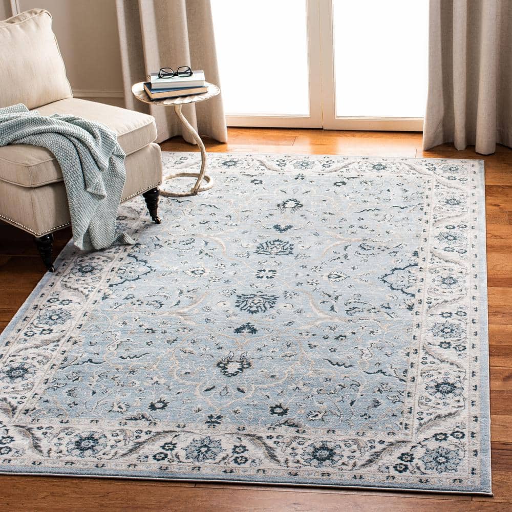 Isabella Light Blue and Cream Synthetic Rectangular Area Rug