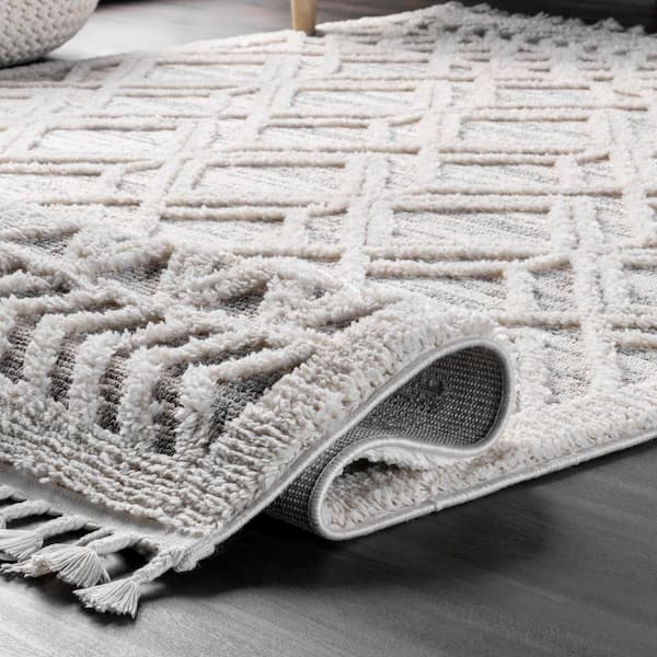 nuLOOM Ansley Light Grey 2 ft. x 12 ft. Geometric Runner Rug