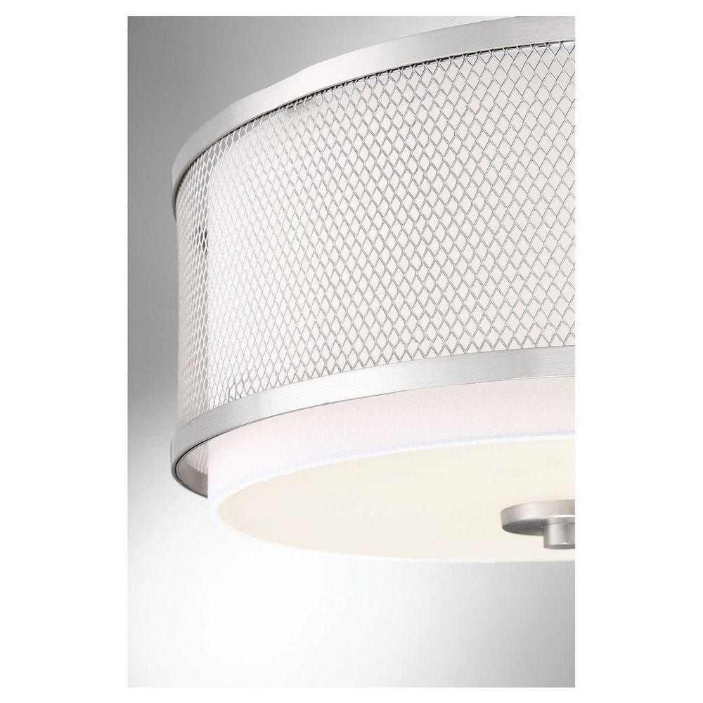 Brushed Nickel 3-Light Drum Flush Mount with White Fabric Shade