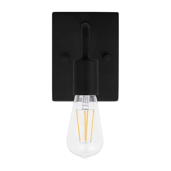 Hampton Bay Northvale 4.4 in. 1-Light Matte Black Industrial Bathroom Vanity Light