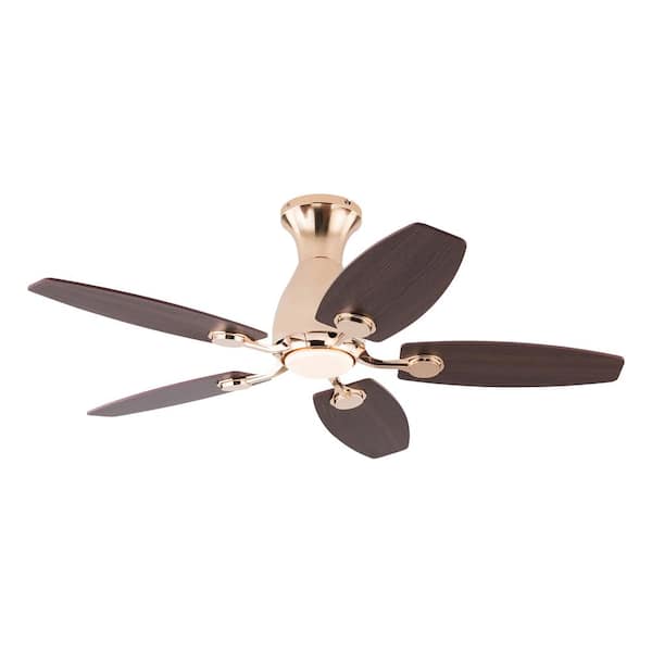 OUKANING 42 in. Indoor Gold Modern 6-Speed Ceiling Fan with 3-Color Integrated LED, Reversible Motor and Remote