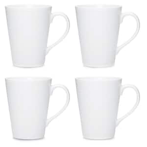 Colorscapes White-on-White Swirl 12 fl. oz. (White) Porcelain Mugs, (Set of 4)