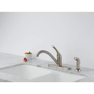Classic Single-Handle Standard Kitchen Faucet with Side Sprayer in Stainless Steel