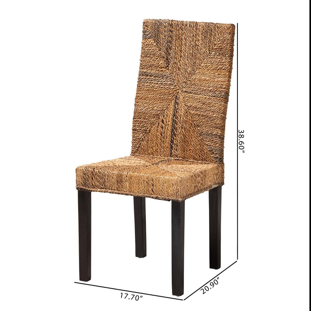 Laymi Bohemian Dark Brown Mahogany and Seagrass Side Chair