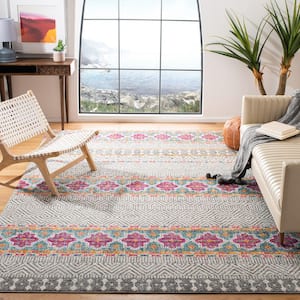 Madison Gray/Ivory 12 ft. x 15 ft. Geometric Floral Ikat Area Rug