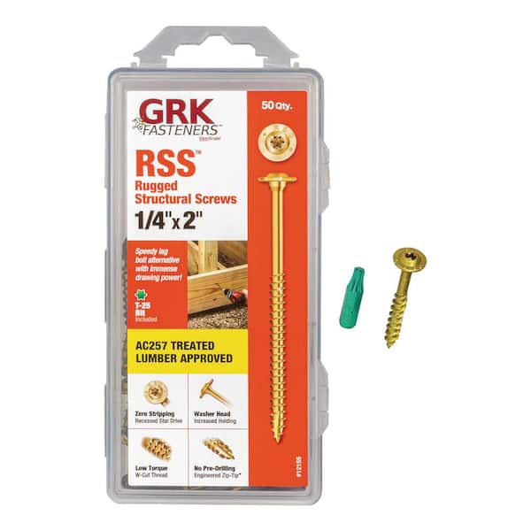 GRK Fasteners 1/4 in. x 2 in. Star Drive Low Profile Washer Head RSS Structural Alternative Lag