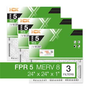 24 in. x 24 in. x 1 in. Standard Pleated Furnace Air Filter FPR 5, MERV 8 (3-Pack)