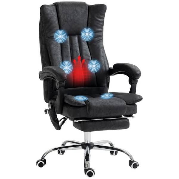 Vinsetto Microfiber Polyester Adjustable Height Ergonomic Office Chair in Black with Arms