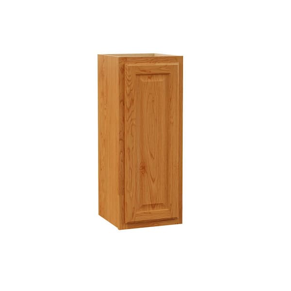 Hampton 12 in. W x 12 in. D x 30 in. H Assembled Wall Cabinet in Medium Oak