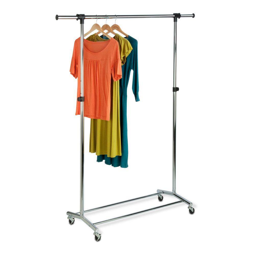 Adjustable Chrome Portable Garment Rack with Casters