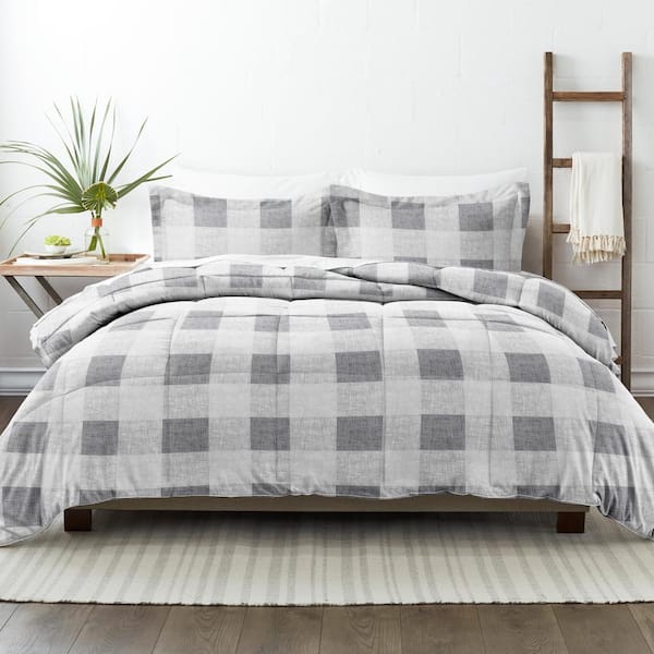 Gray Black Micro Suede Comforter Set Cal King Size New Linen Plus 7 Piece 