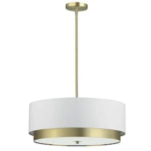 Larkin 4 -Light White LED Pendant with White Fabric Shade