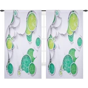 52" x 84" Rod Pocket Blackout Thermal Insulated Room Darkening Noise Reduction Panel ,Green Circles (2 Panels Set)