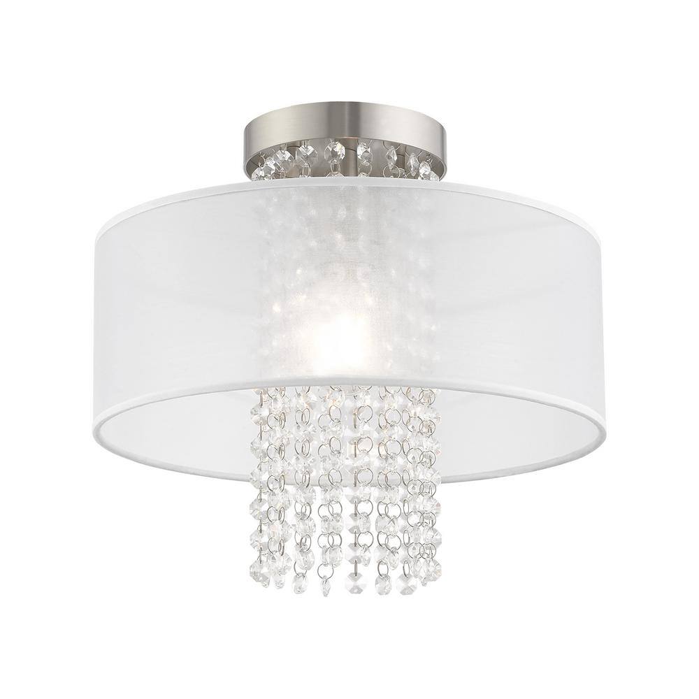 Bella Vista Brushed Nickel Crystal Drum Ceiling Light
