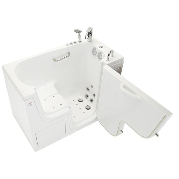 Ella Wheelchair Transfer 26 52 in. Walk-In Whirlpool and Air Bath Bathtub in White, Fast Fill Faucet, Heated Seat, RH Drain
