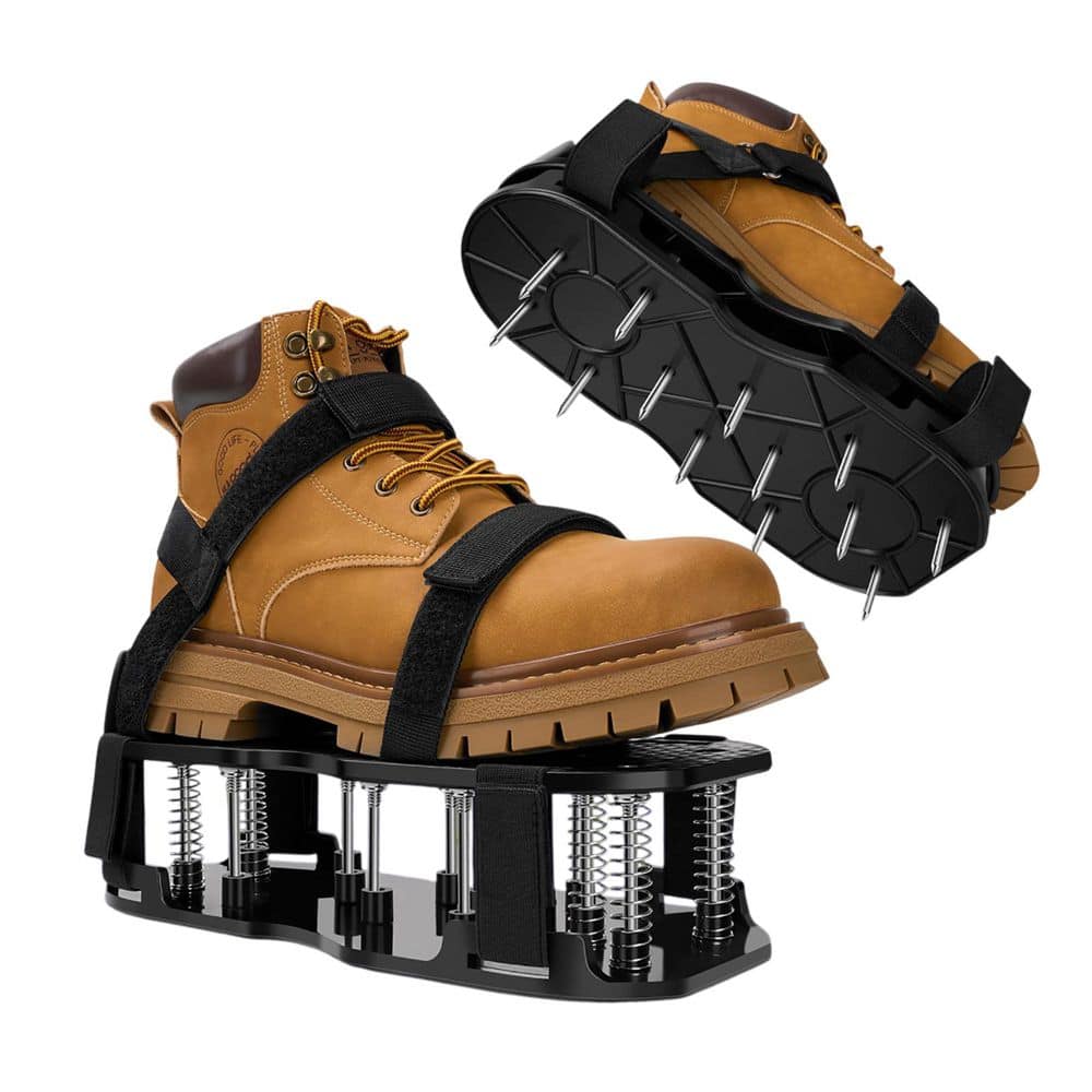 Steel Lawn Aerator Shoes Self-Cleaning Dual Layer Spike Aerator Tool with Adjustable Straps for Garden Soil price history on PriceWatchPro