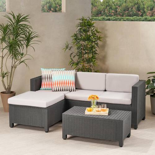 Waverly Dark Grey 5-Piece Faux Wicker Outdoor Patio Conversation